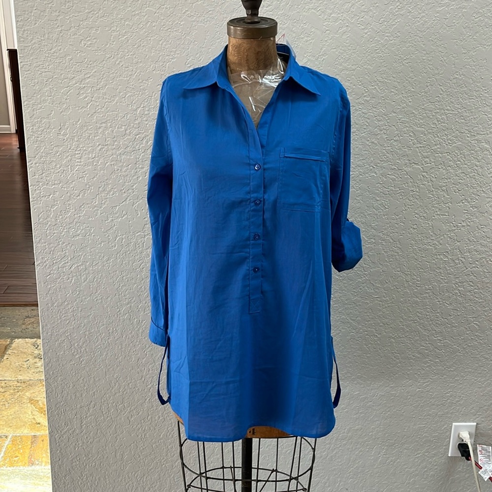 NWT True Destinations Womens Resortwear Shirt Swim Coverup Size S